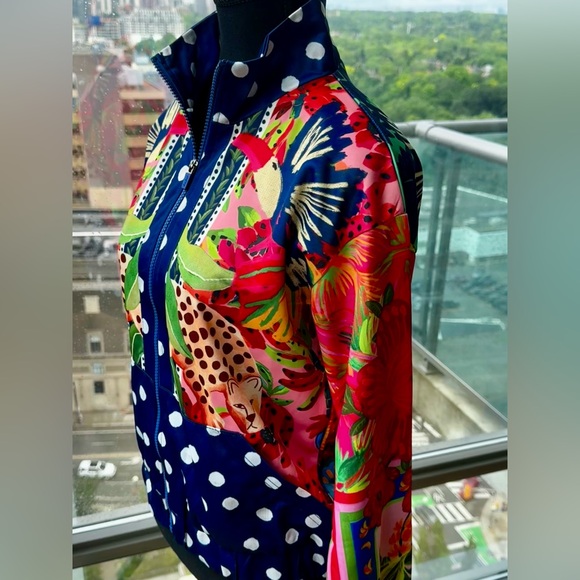 🆕 FARM Rio 🧿 NWT Jacqueta "Divertidamente Azul" - Women's Training Jacket Sz S - Picture 9 of 16